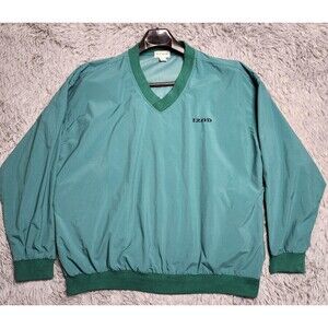 Vintage Izod Pullover Golf Jacket Mens Large Nylon V Neck Ribbed Pockets 90s
